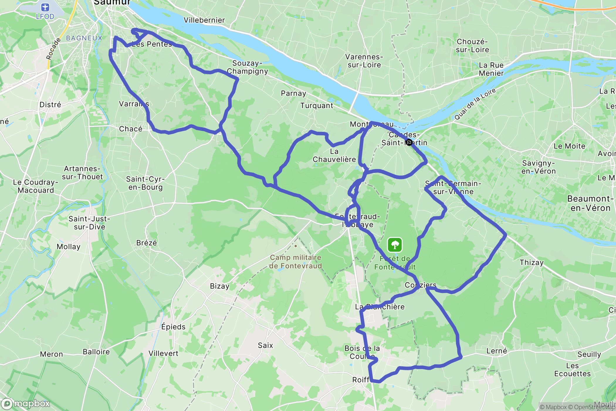Candes-Saint-Martin : carte du parcours de randonnée - France