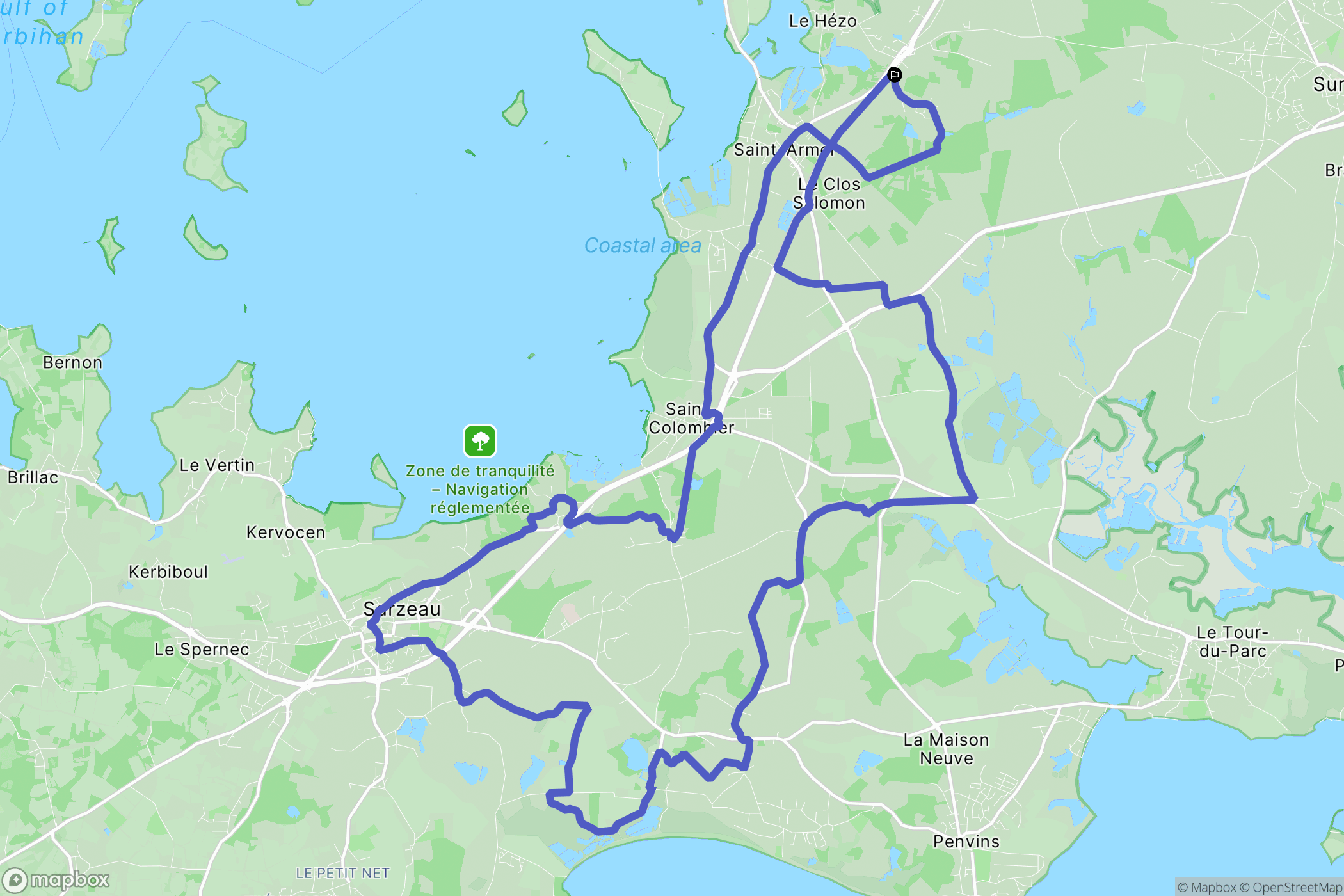 Le Hézo : carte du parcours de randonnée - France