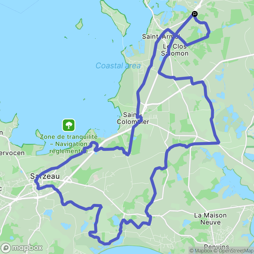 Le Hézo : carte du parcours de randonnée - France