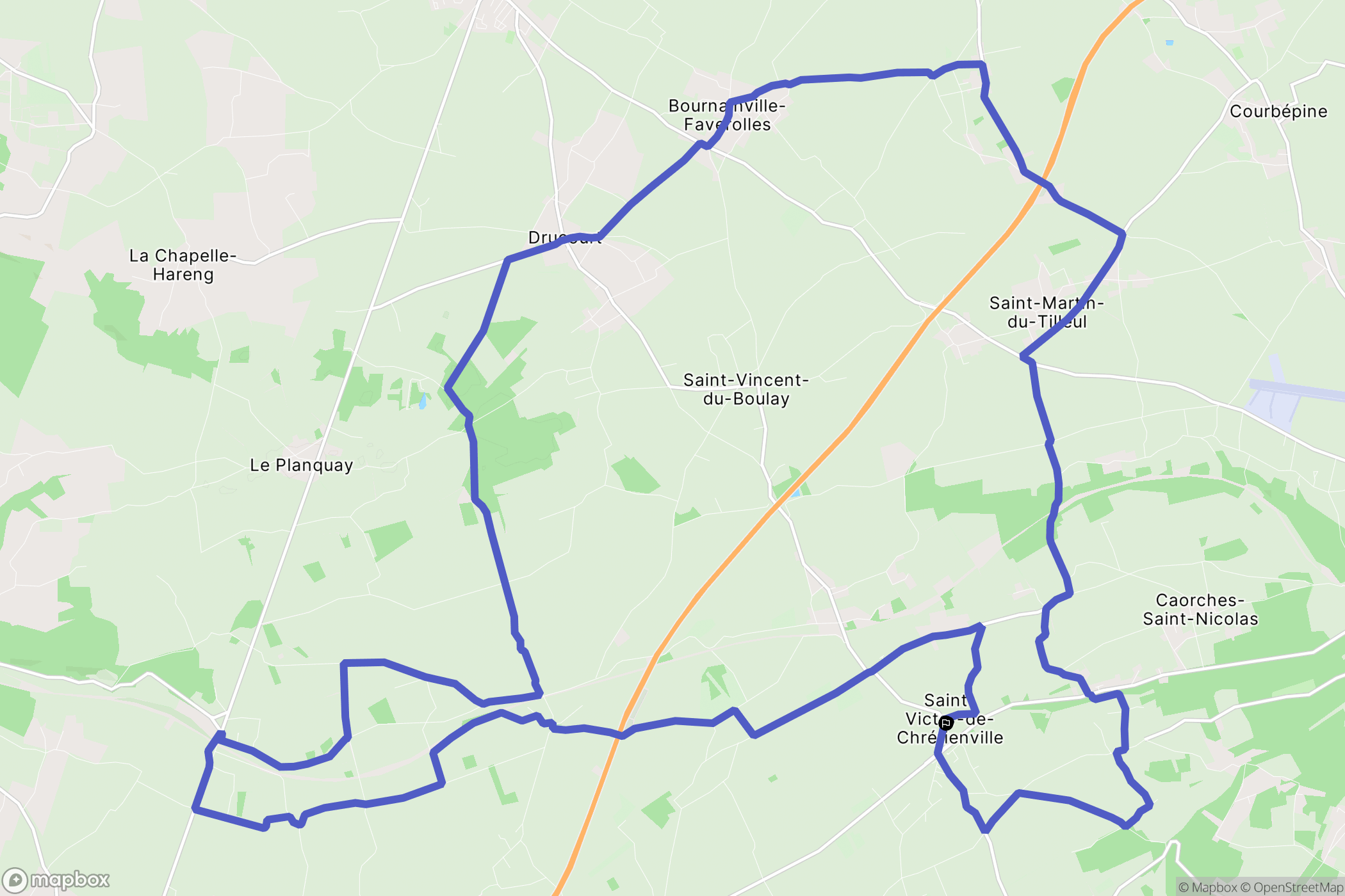 Saint-Victor-de-Chrétienville : carte du parcours de randonnée - France