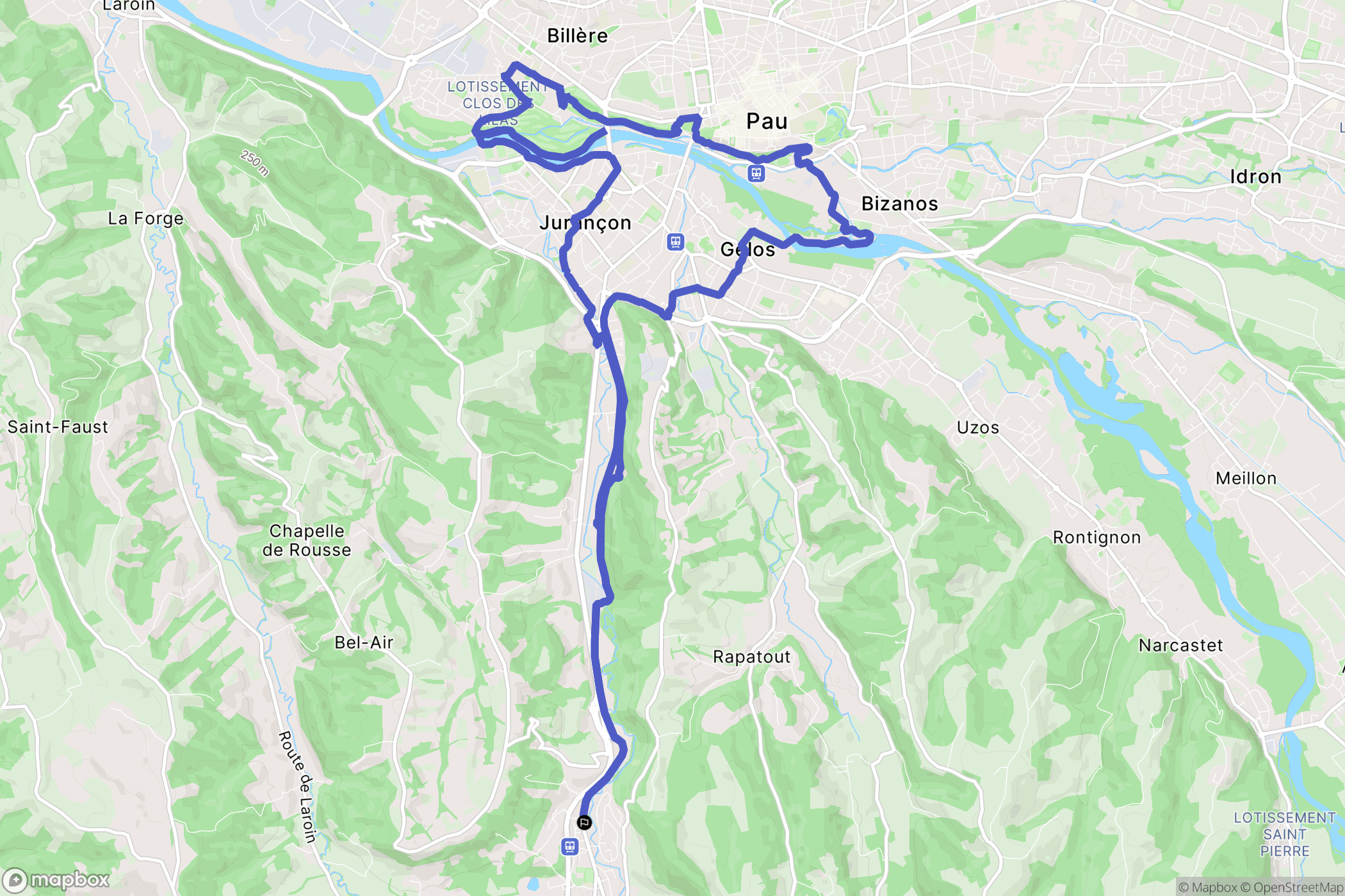 Gan : carte du parcours de randonnée - France