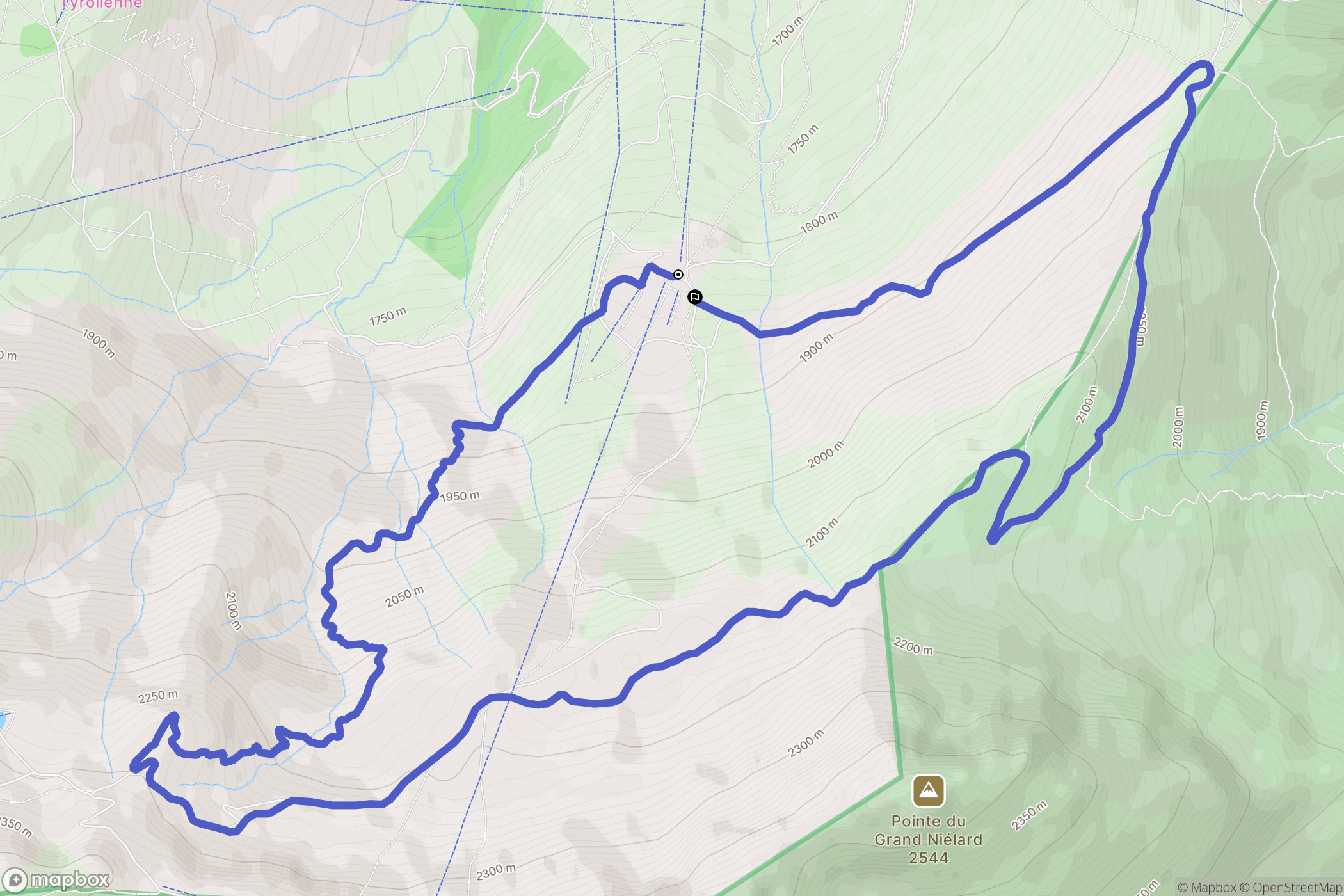 Les Avanchers-Valmorel : carte du parcours de randonnée - France