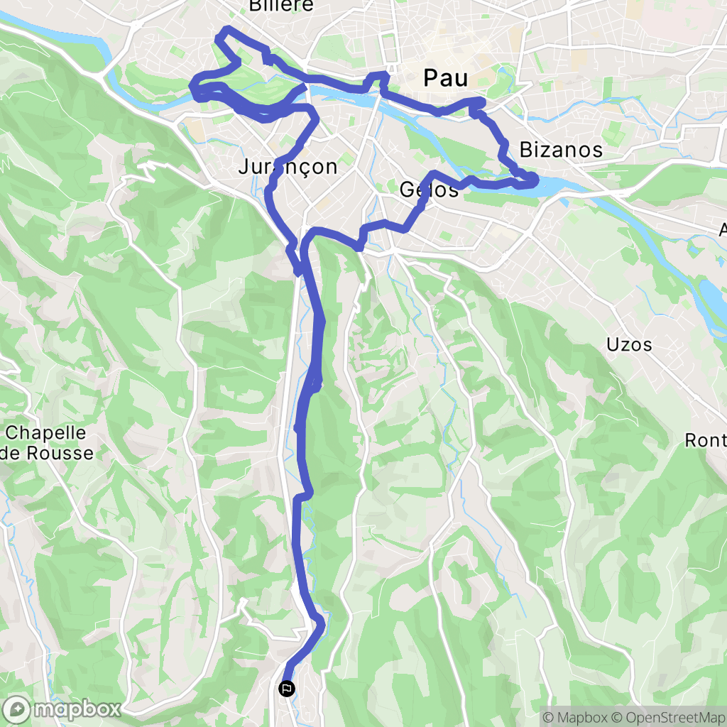 Gan : carte du parcours de randonnée - France