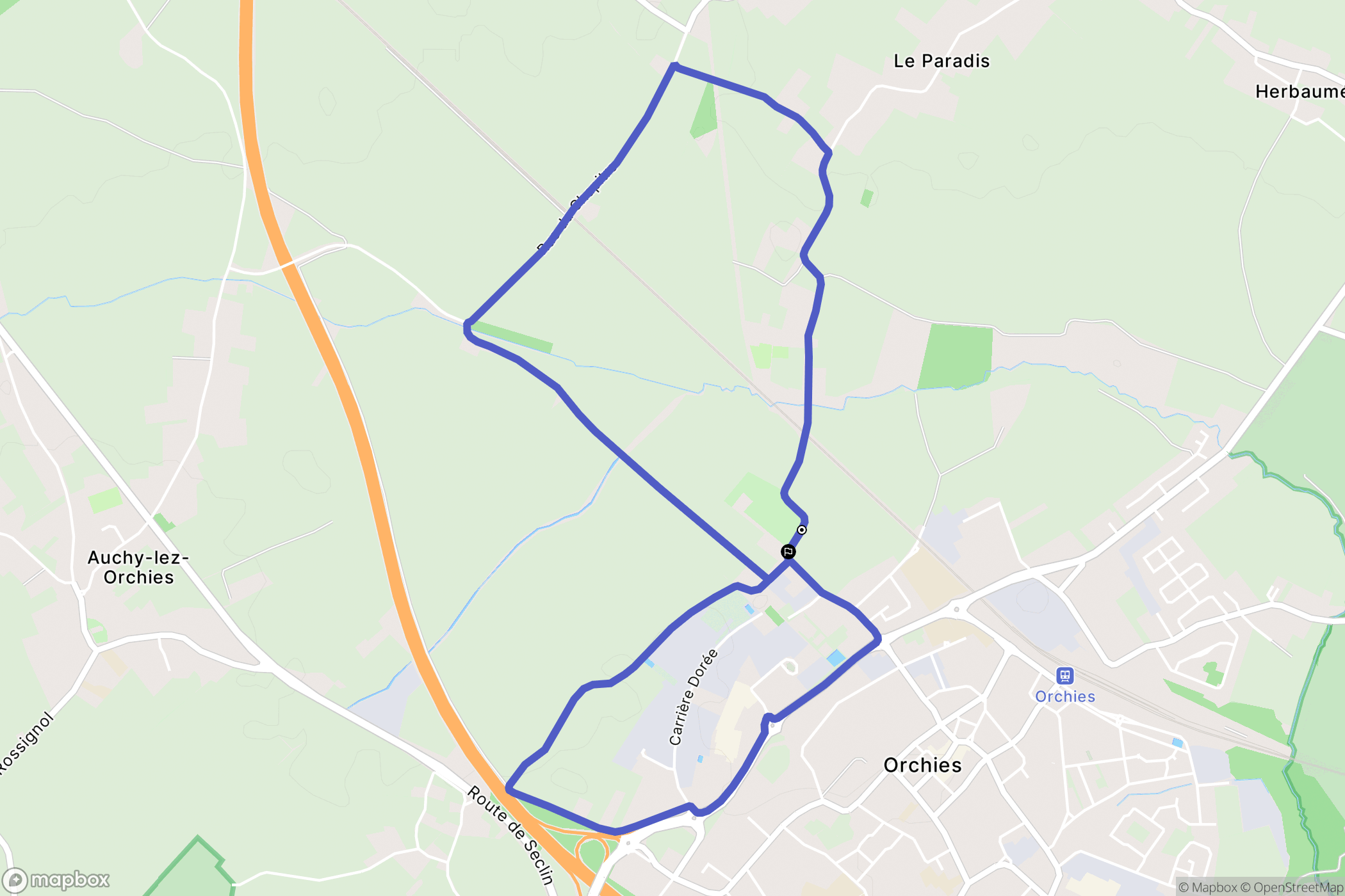 Orchies : carte du parcours de randonnée - France