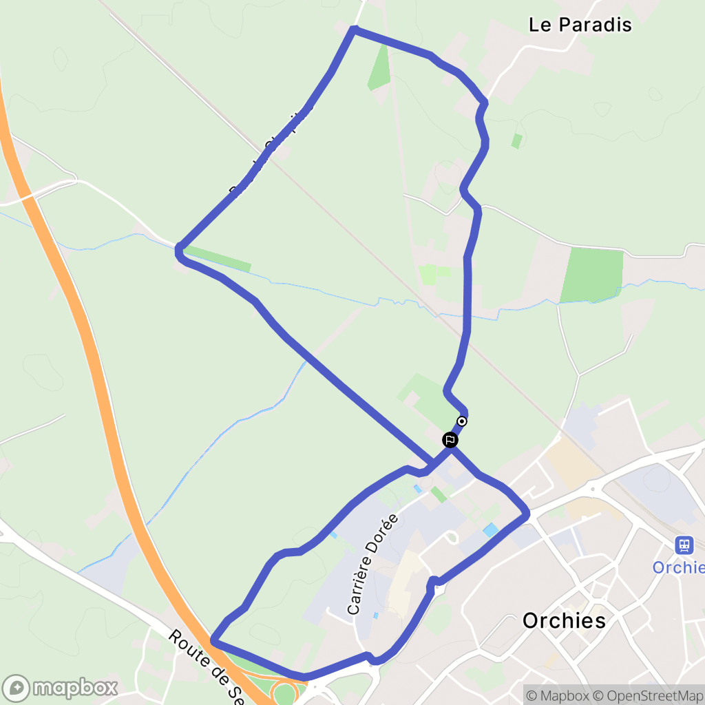Orchies : carte du parcours de randonnée - France