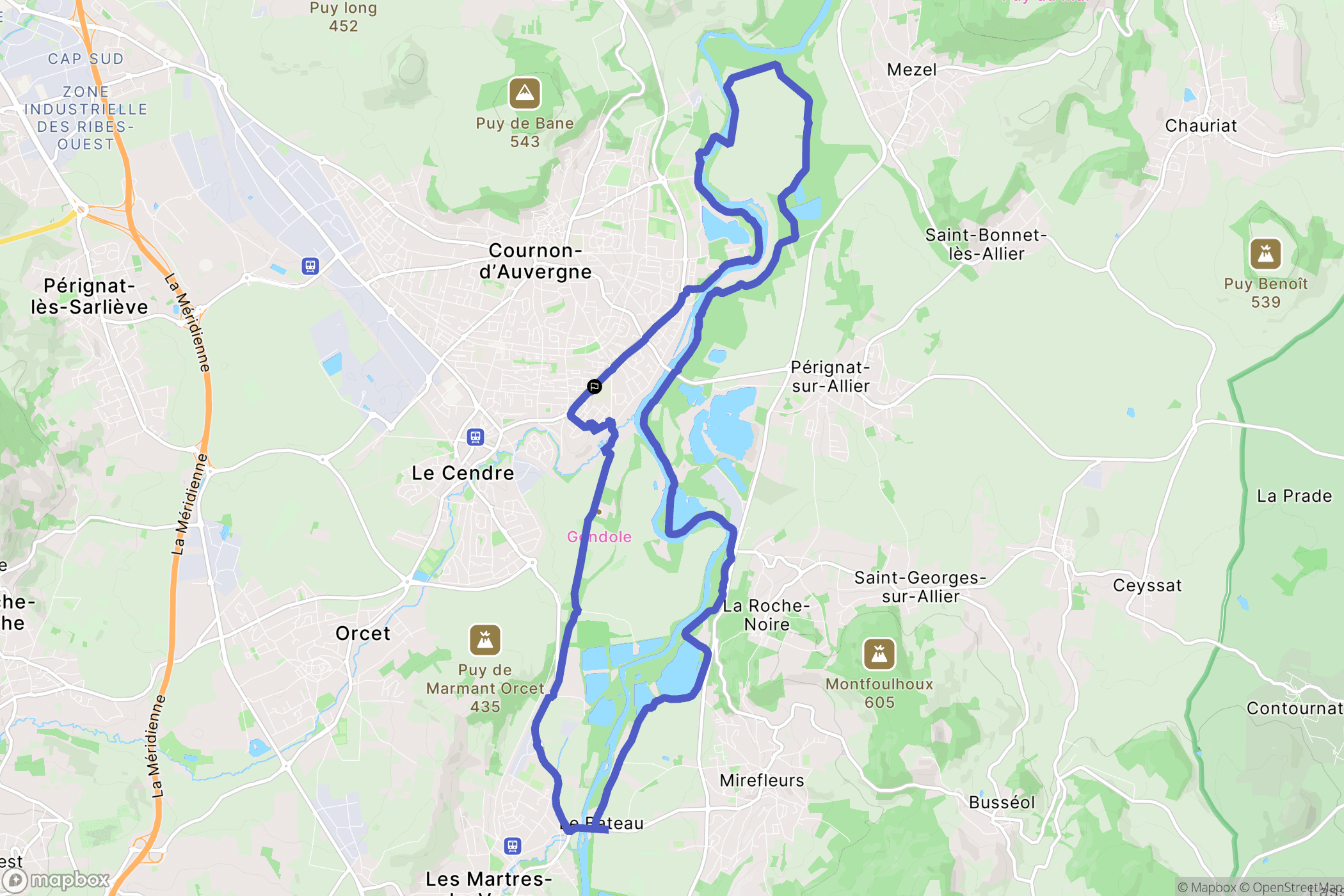 Cournon-d'Auvergne : carte du parcours de randonnée - France