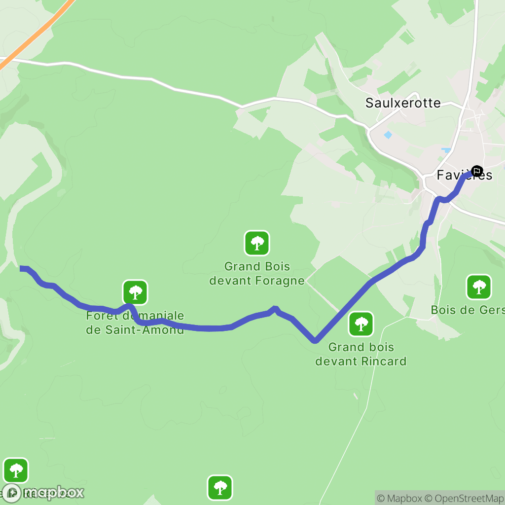 Favières : carte du parcours de randonnée - France