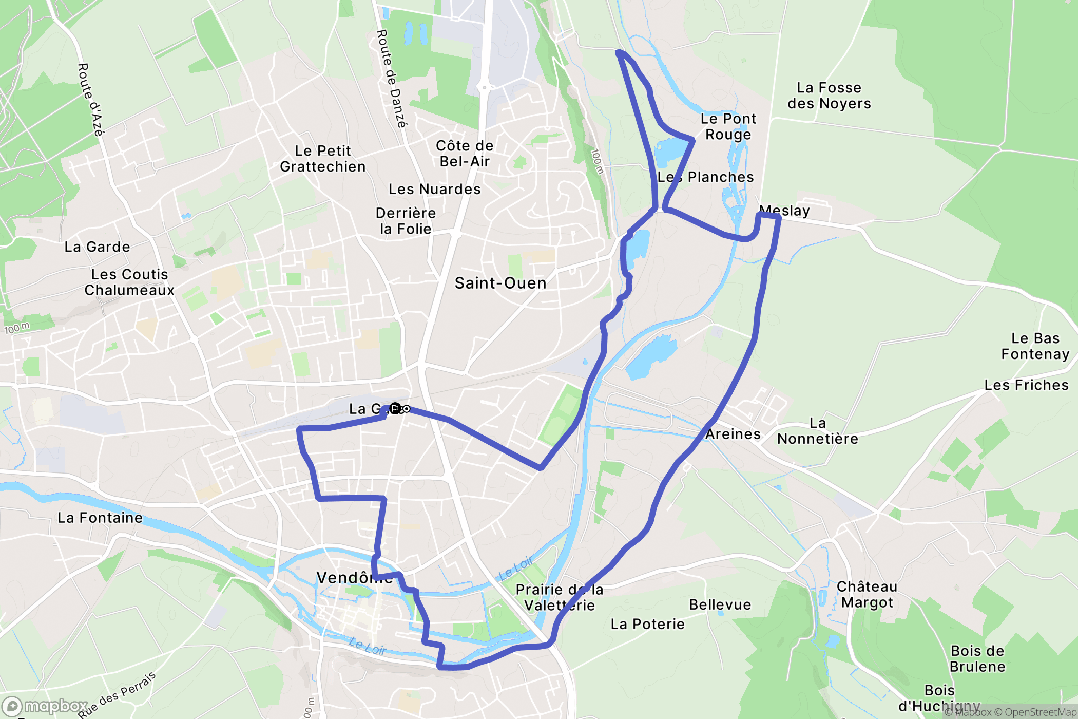 Vendôme : carte du parcours de randonnée - France