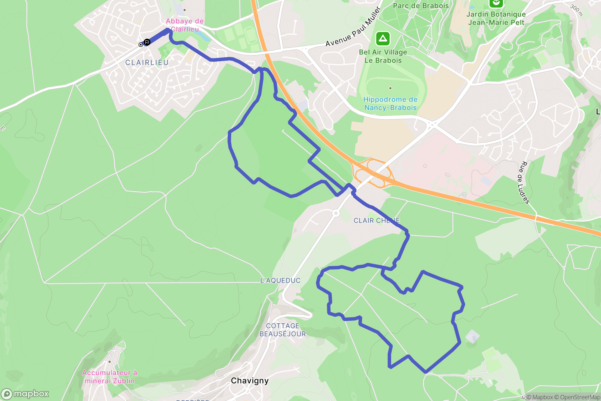 Villers-lès-Nancy : carte du parcours de randonnée - France