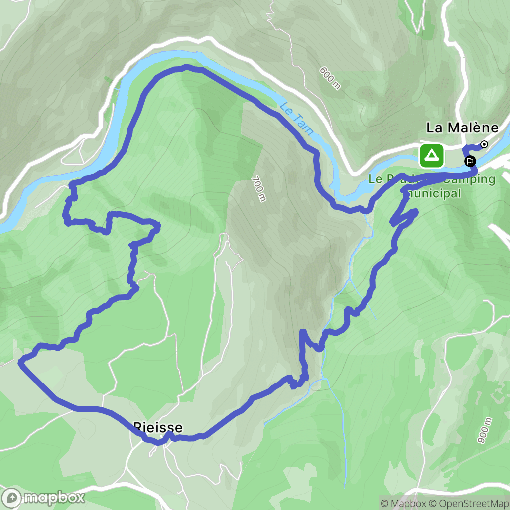 La Malène : carte du parcours de randonnée - France