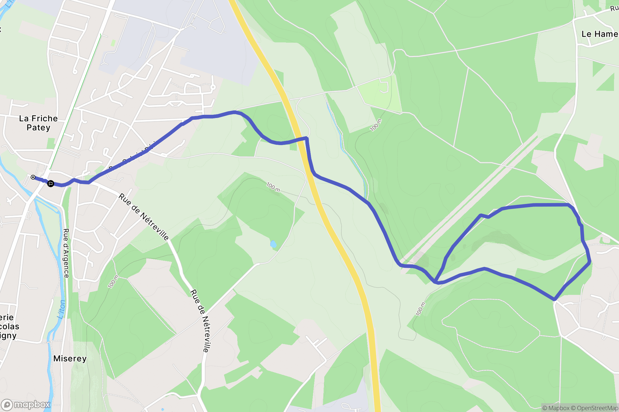 Gravigny : carte du parcours de randonnée - France