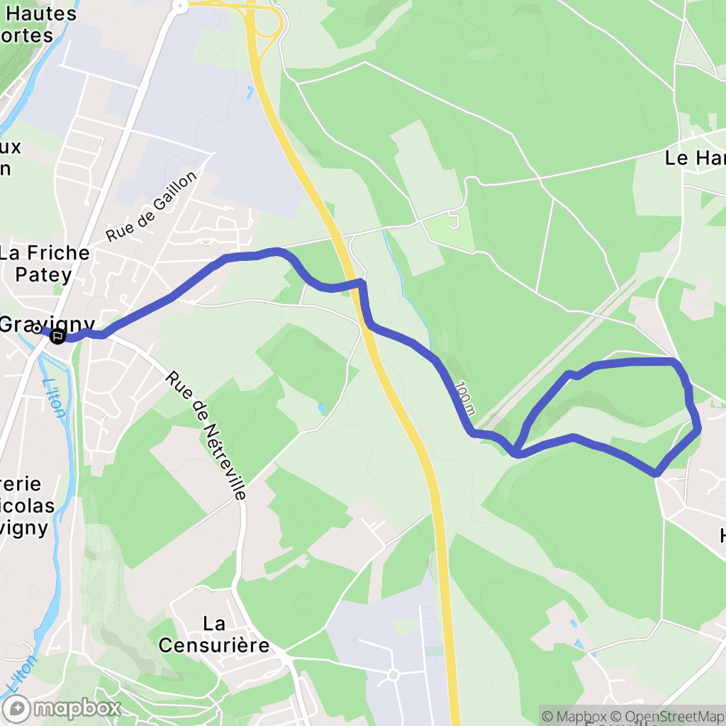 Gravigny : carte du parcours de randonnée - France