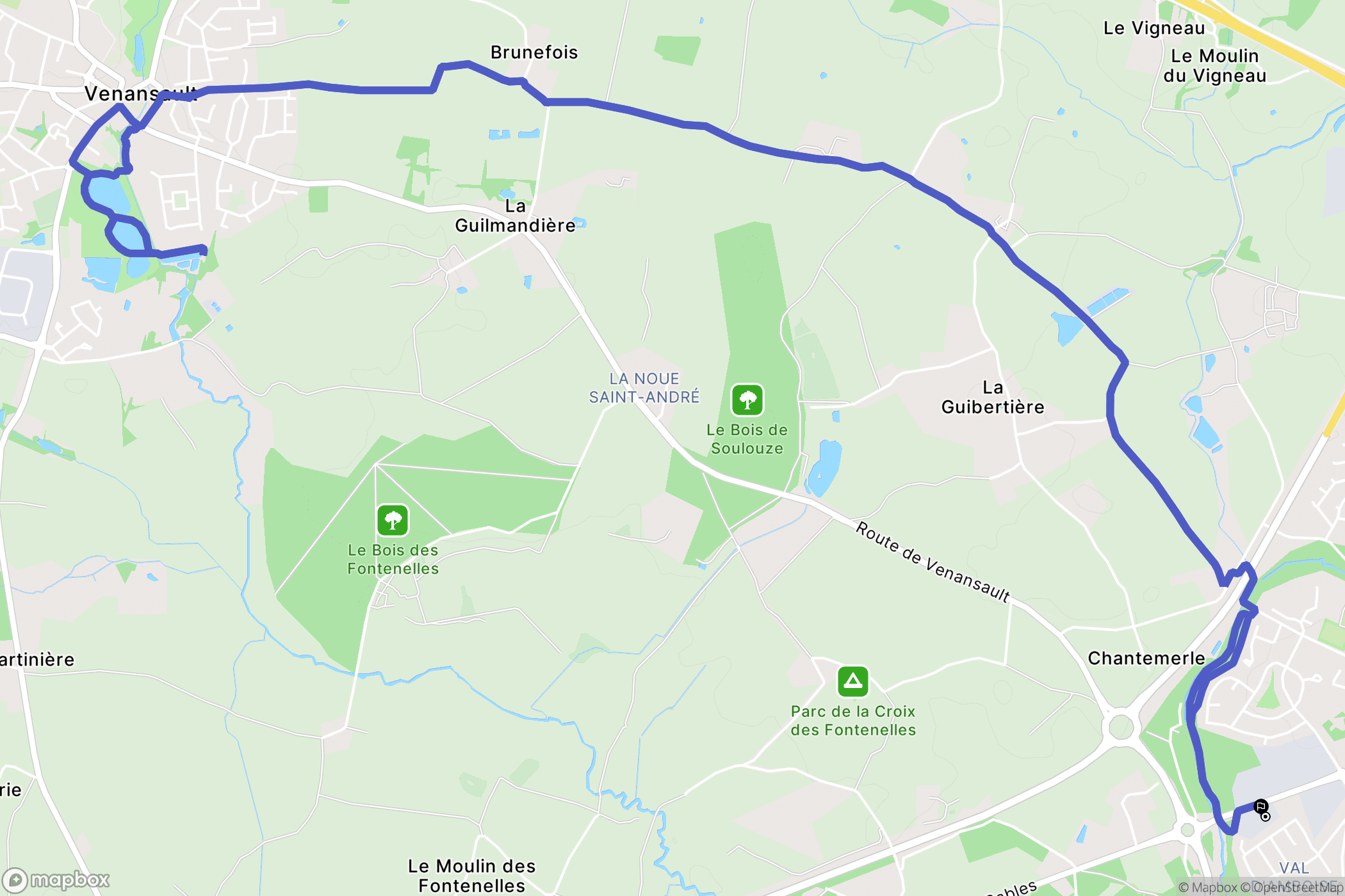 La Roche-sur-Yon : carte du parcours de randonnée - France