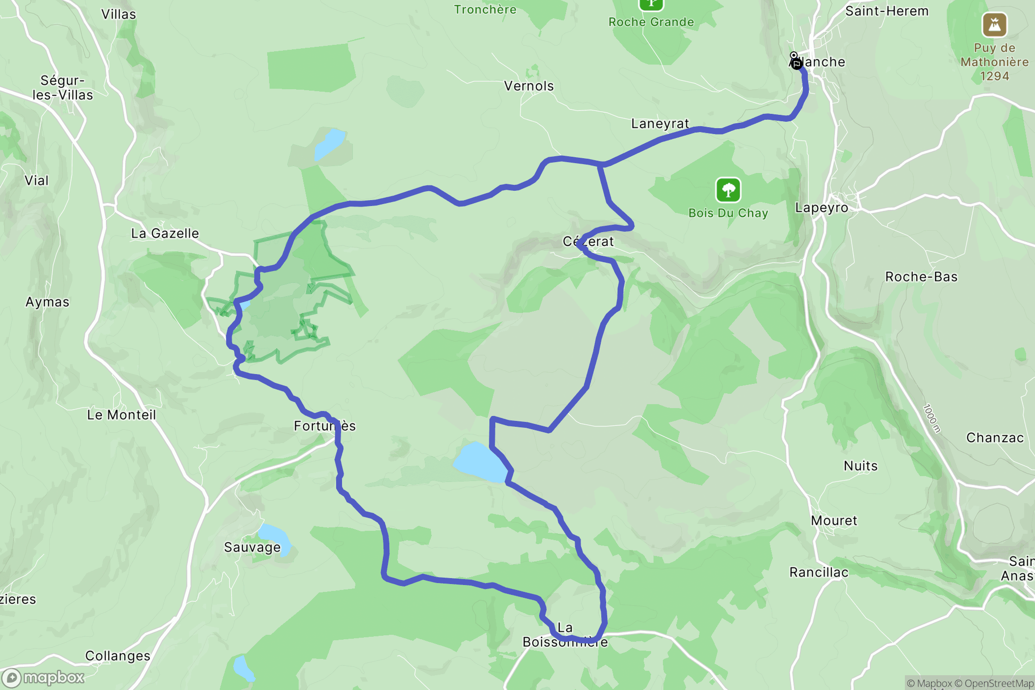 Allanche : carte du parcours de randonnée - France