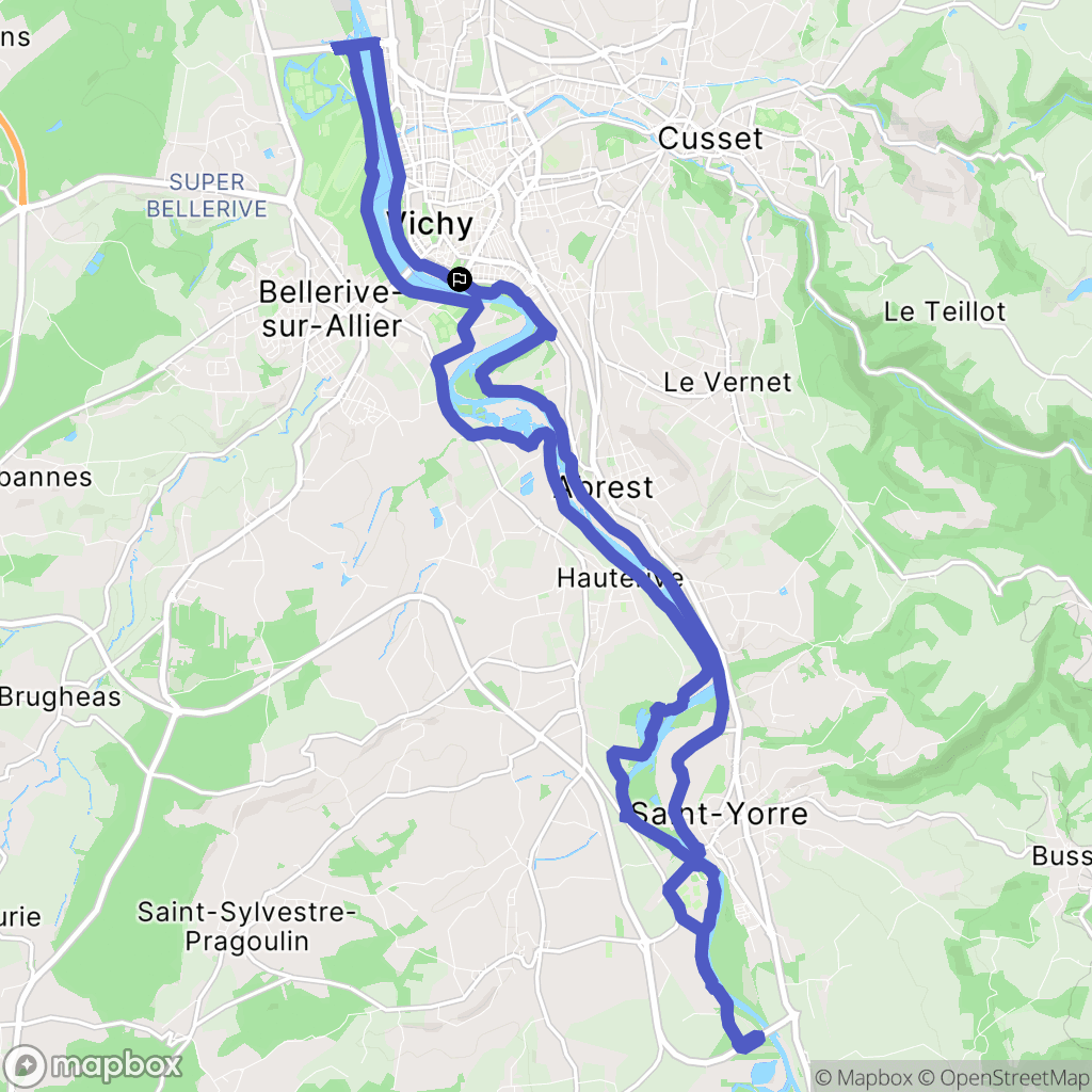 Vichy : carte du parcours de randonnée - France