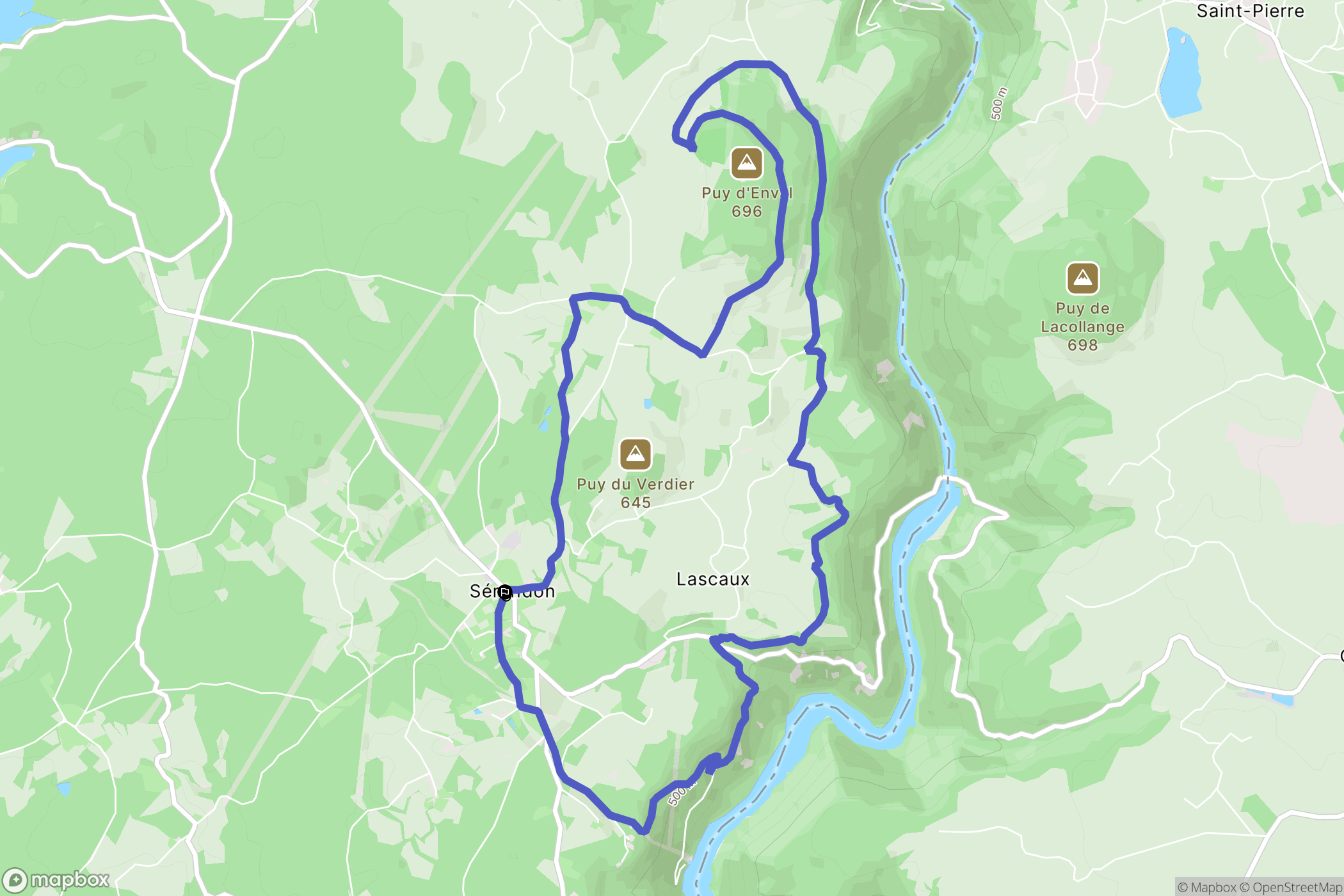 Sérandon : carte du parcours de randonnée - France