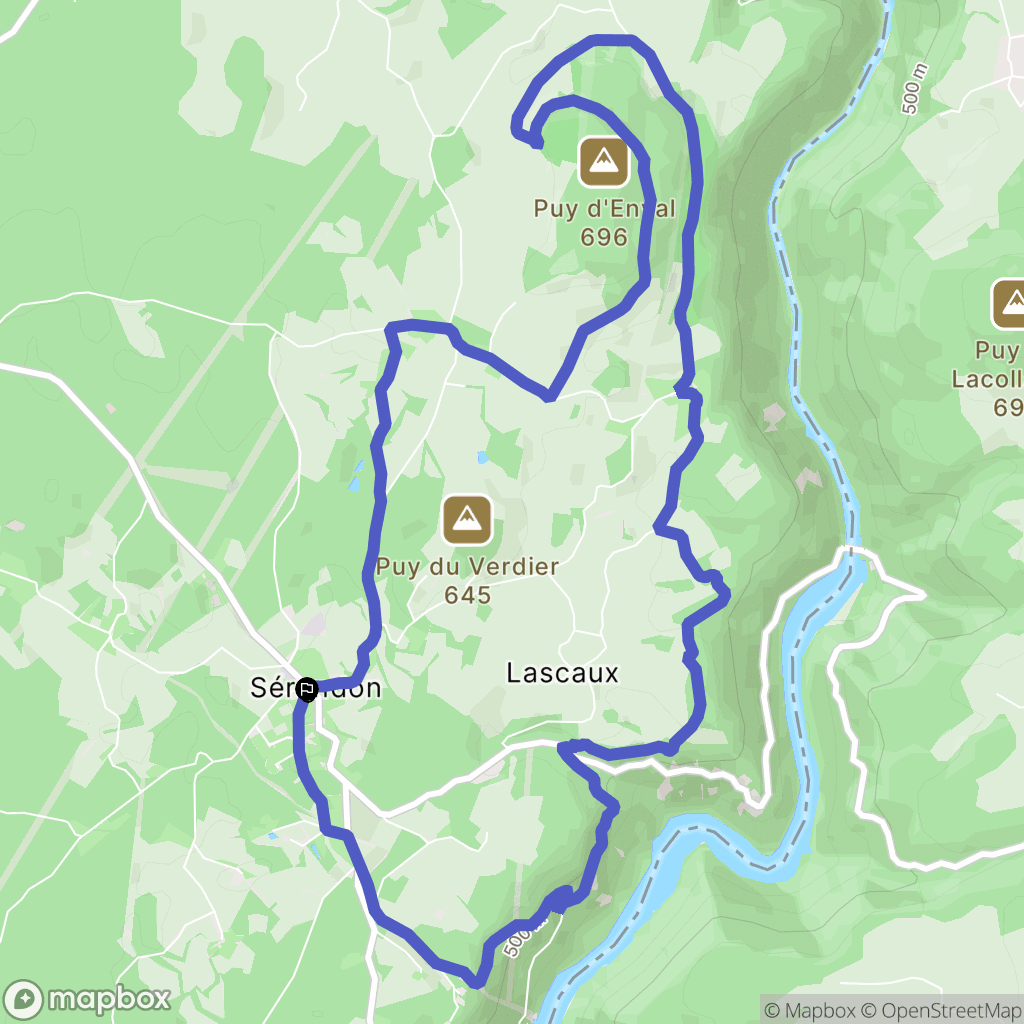 Sérandon : carte du parcours de randonnée - France