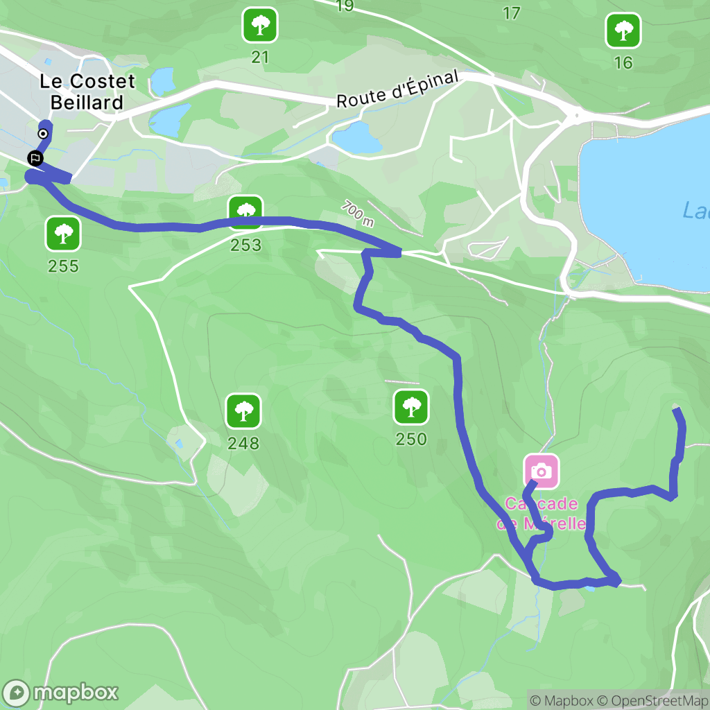 Gérardmer : carte du parcours de randonnée - France