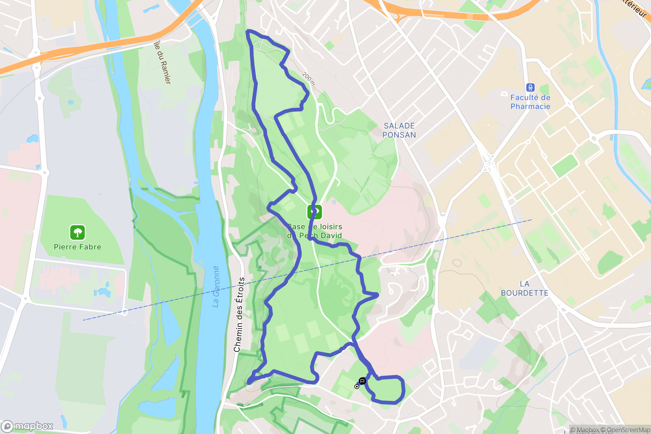 Toulouse : carte du parcours de randonnée - France