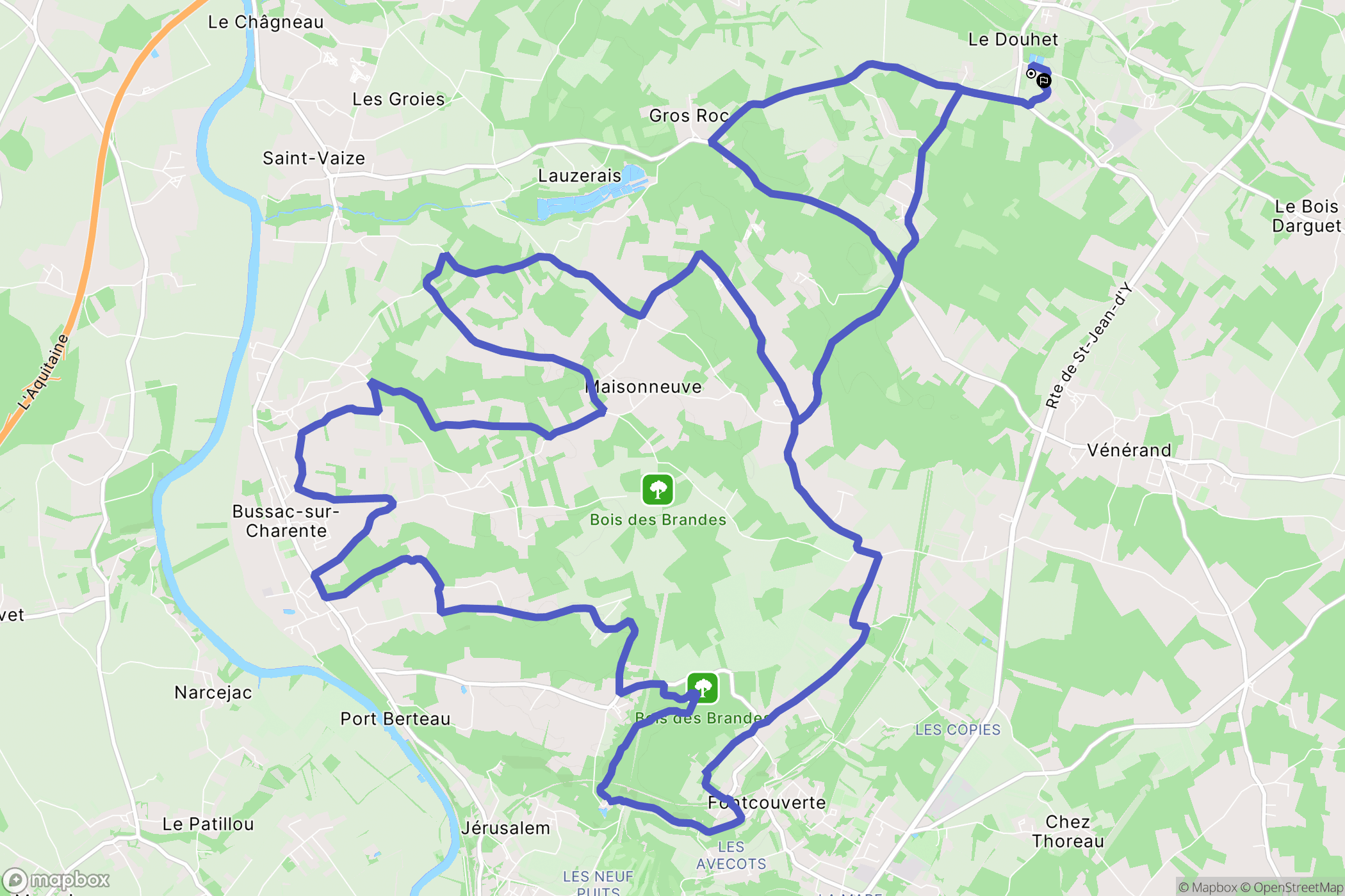 Le Douhet : carte du parcours de randonnée - France
