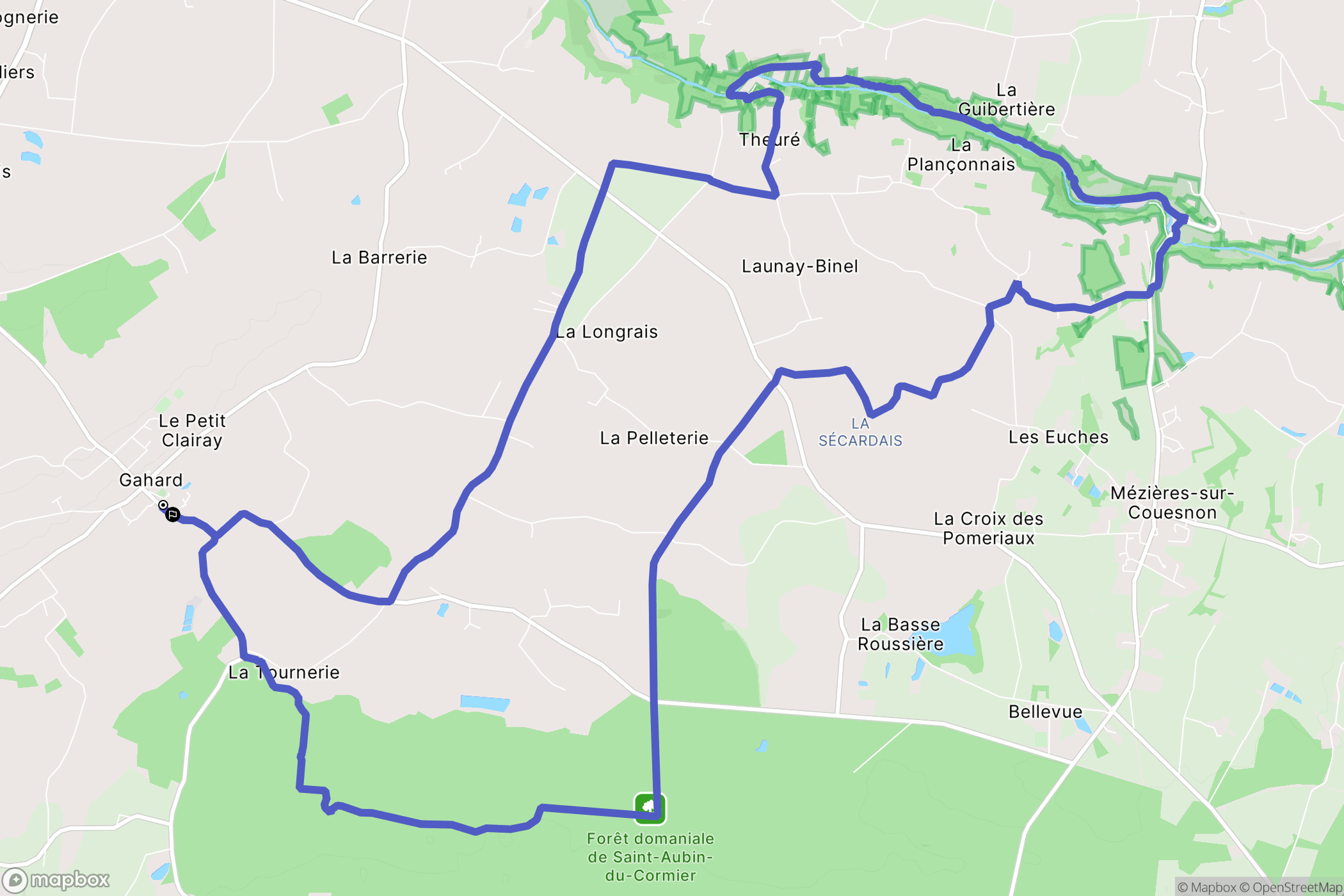 Gahard : carte du parcours de randonnée - France