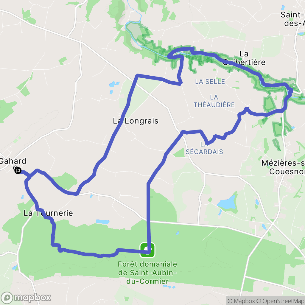 Gahard : carte du parcours de randonnée - France