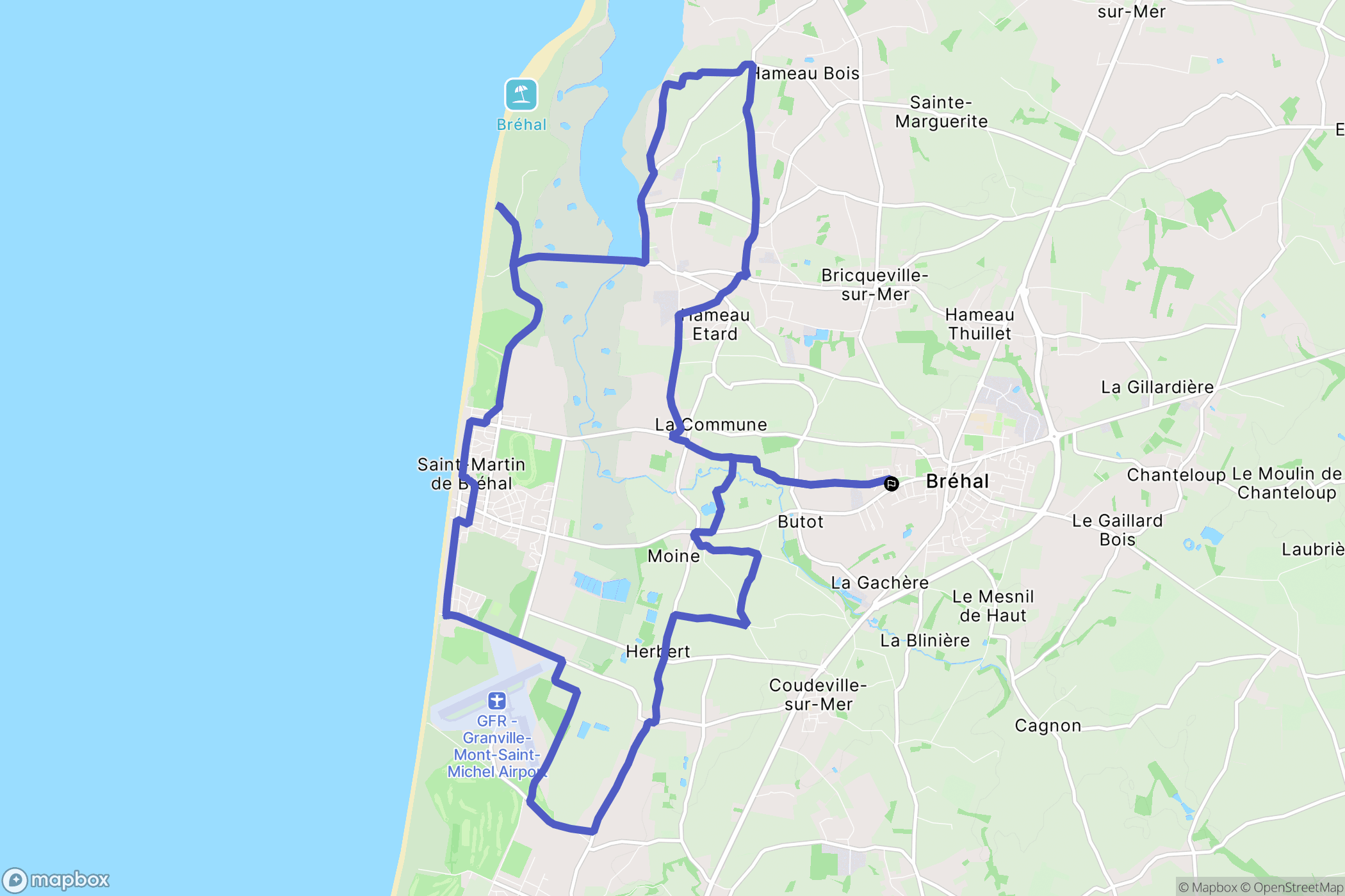 Bréhal : carte du parcours de randonnée - France