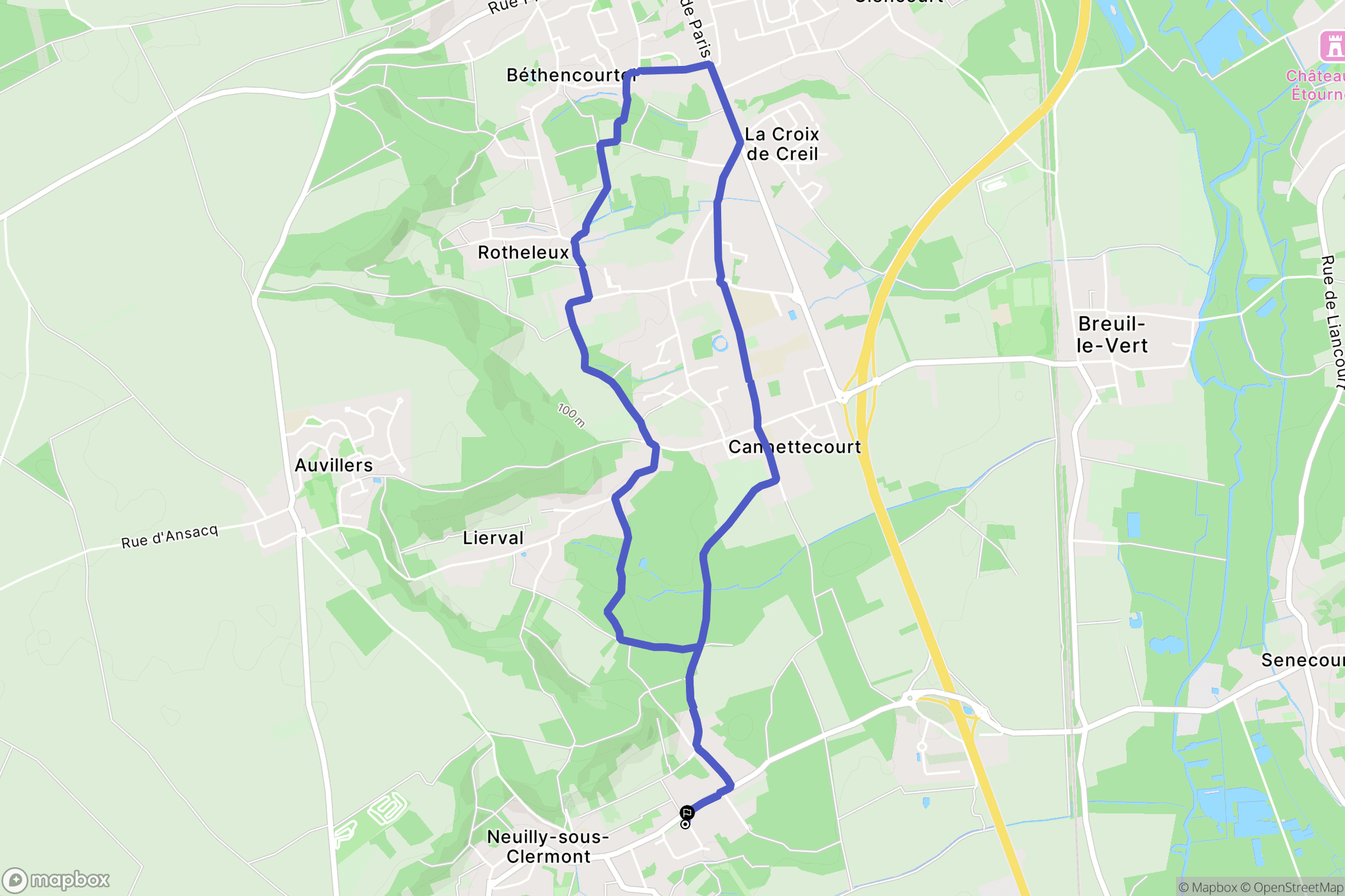 Neuilly-sous-Clermont : carte du parcours de randonnée - France