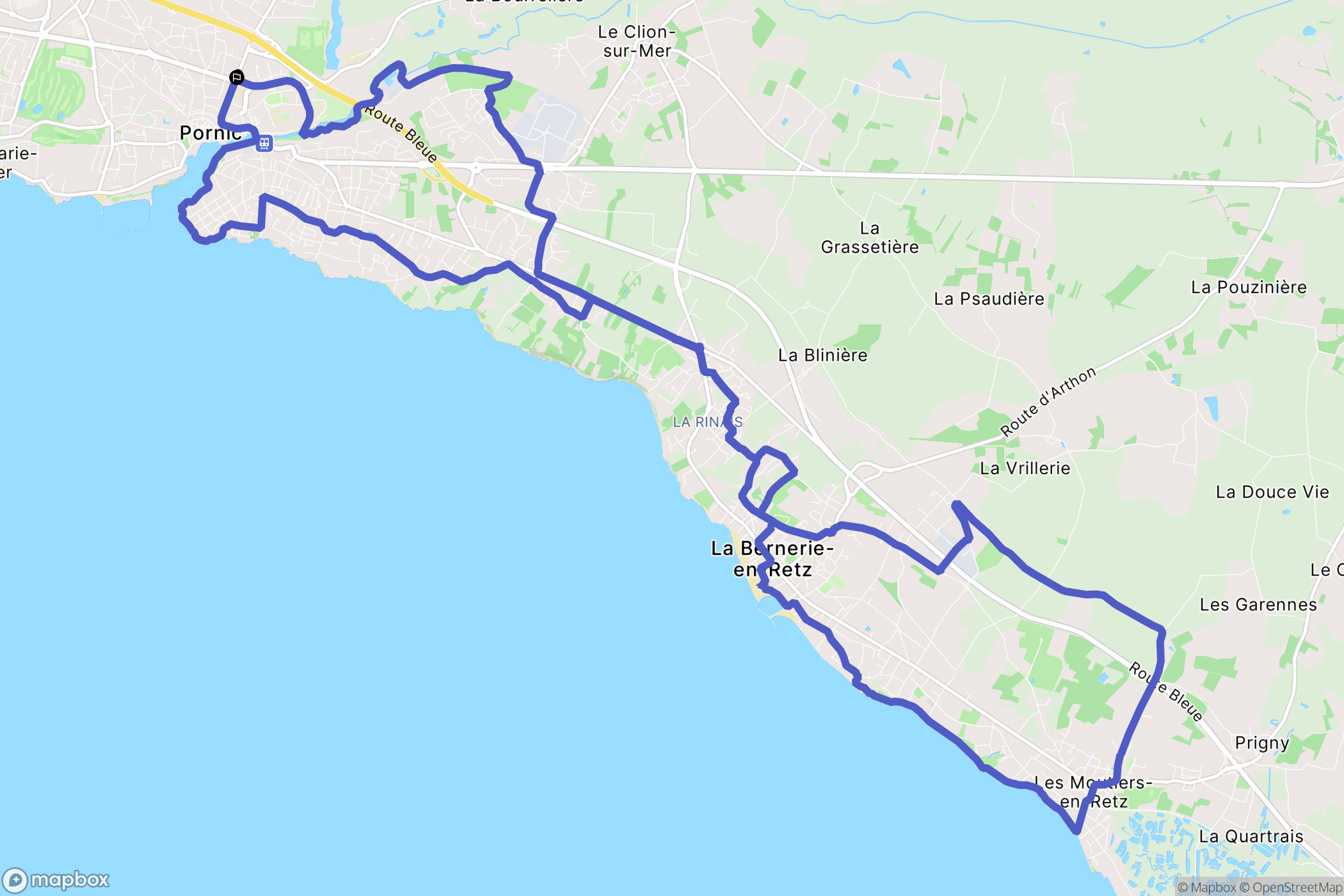 Pornic : carte du parcours de randonnée - France