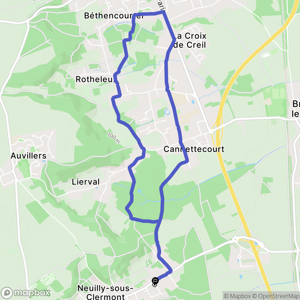 Neuilly-sous-Clermont : carte du parcours de randonnée - France