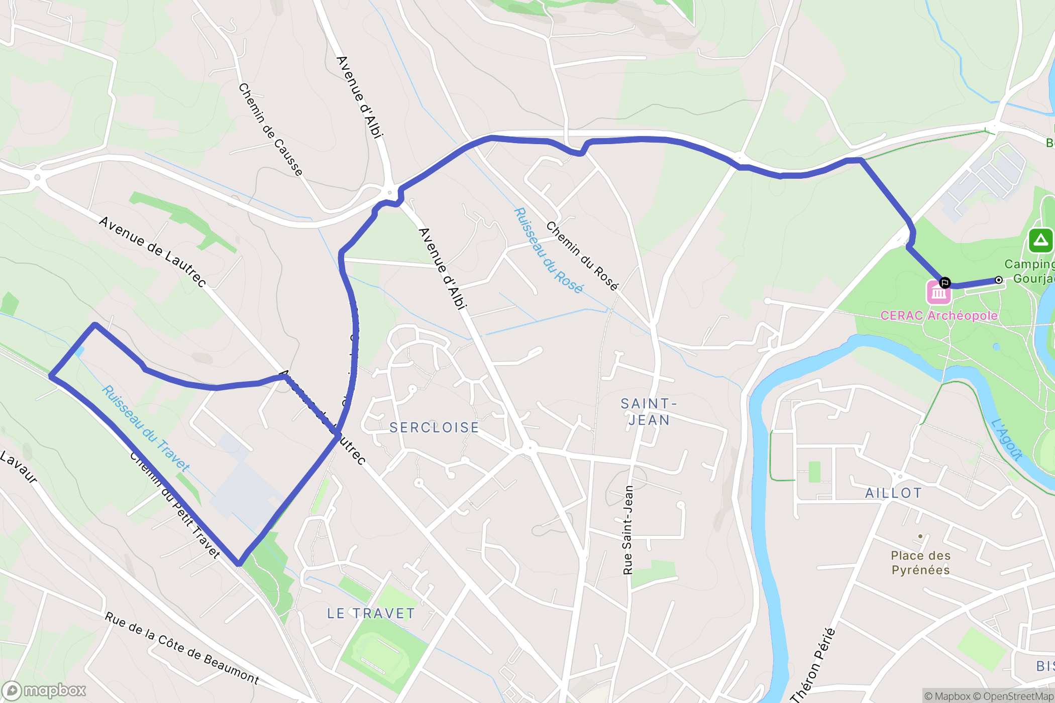 Castres : carte du parcours de randonnée - France