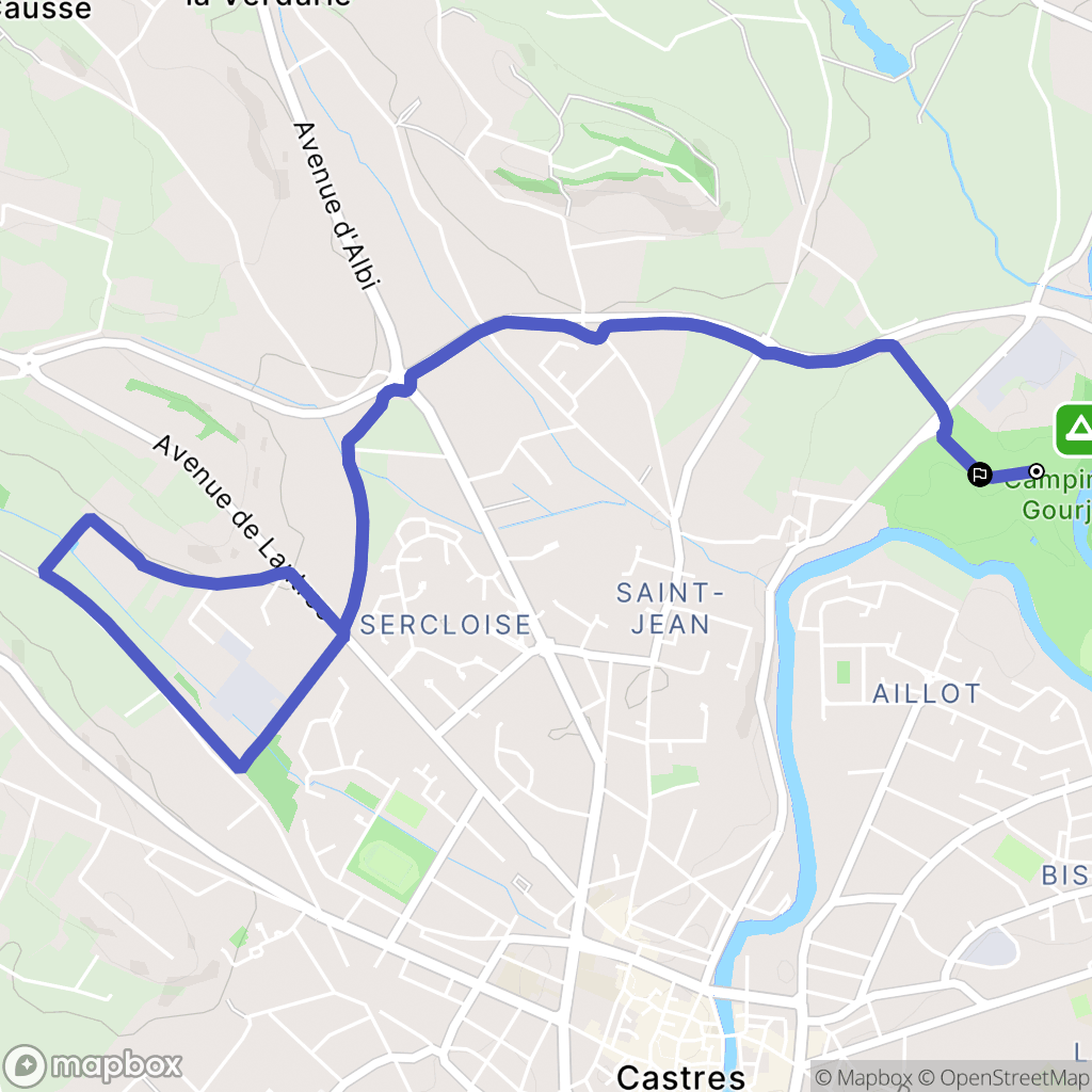 Castres : carte du parcours de randonnée - France