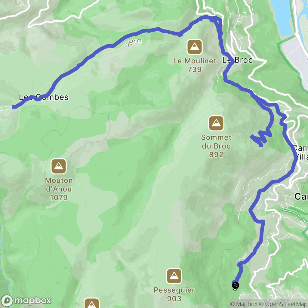 Gattières : carte du parcours de randonnée - France