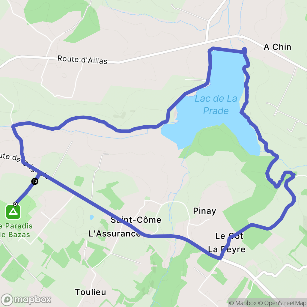 Bazas : carte du parcours de randonnée - France