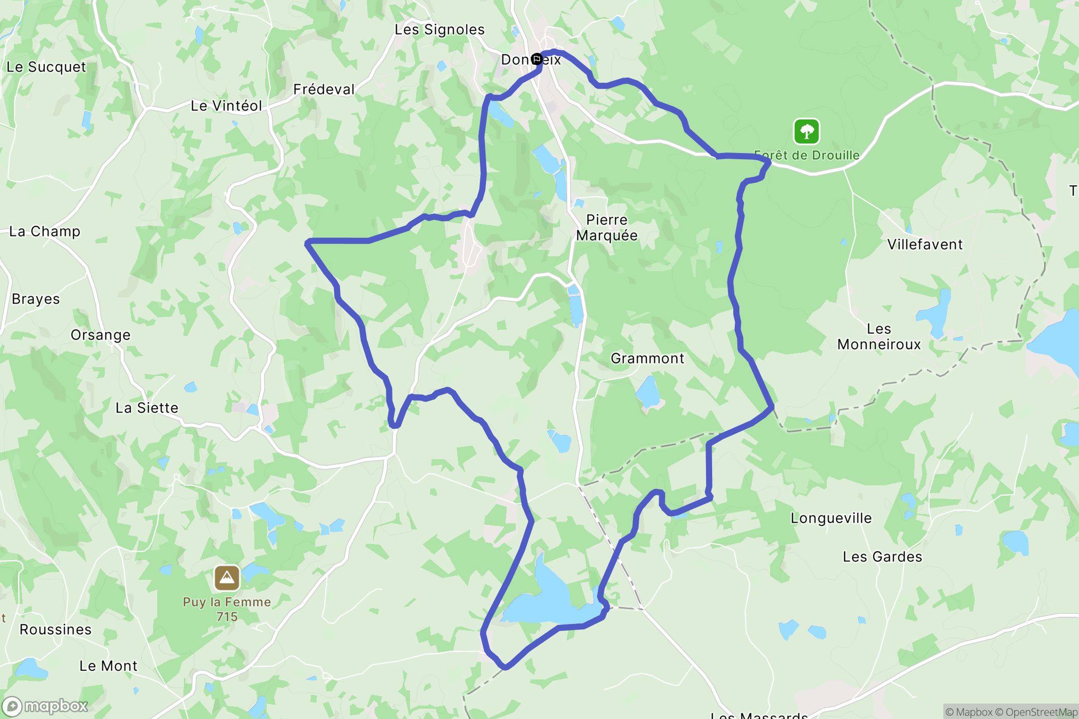 Dontreix : carte du parcours de randonnée - France