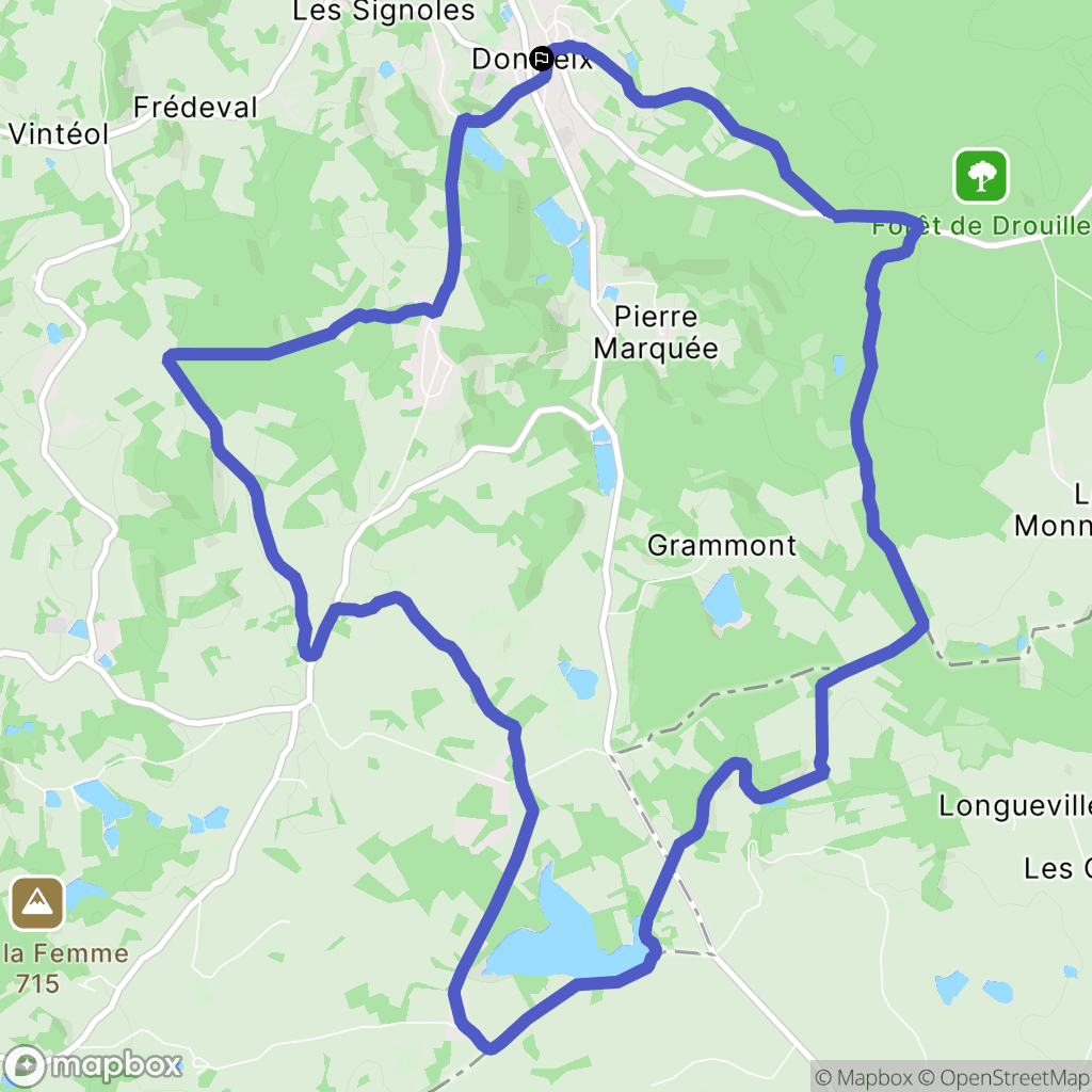 Dontreix : carte du parcours de randonnée - France