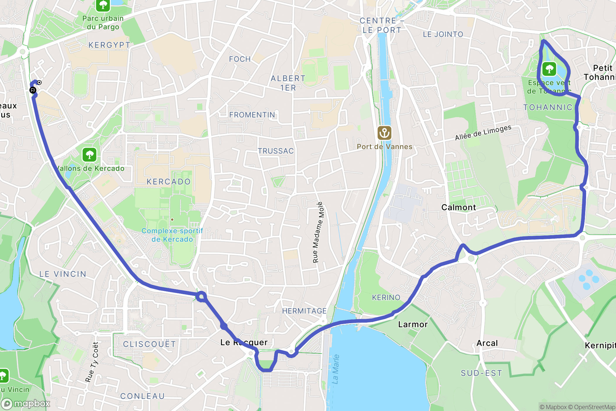 Vannes : carte du parcours de randonnée - France