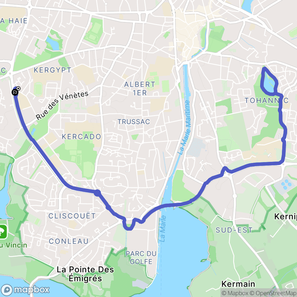 Vannes : carte du parcours de randonnée - France