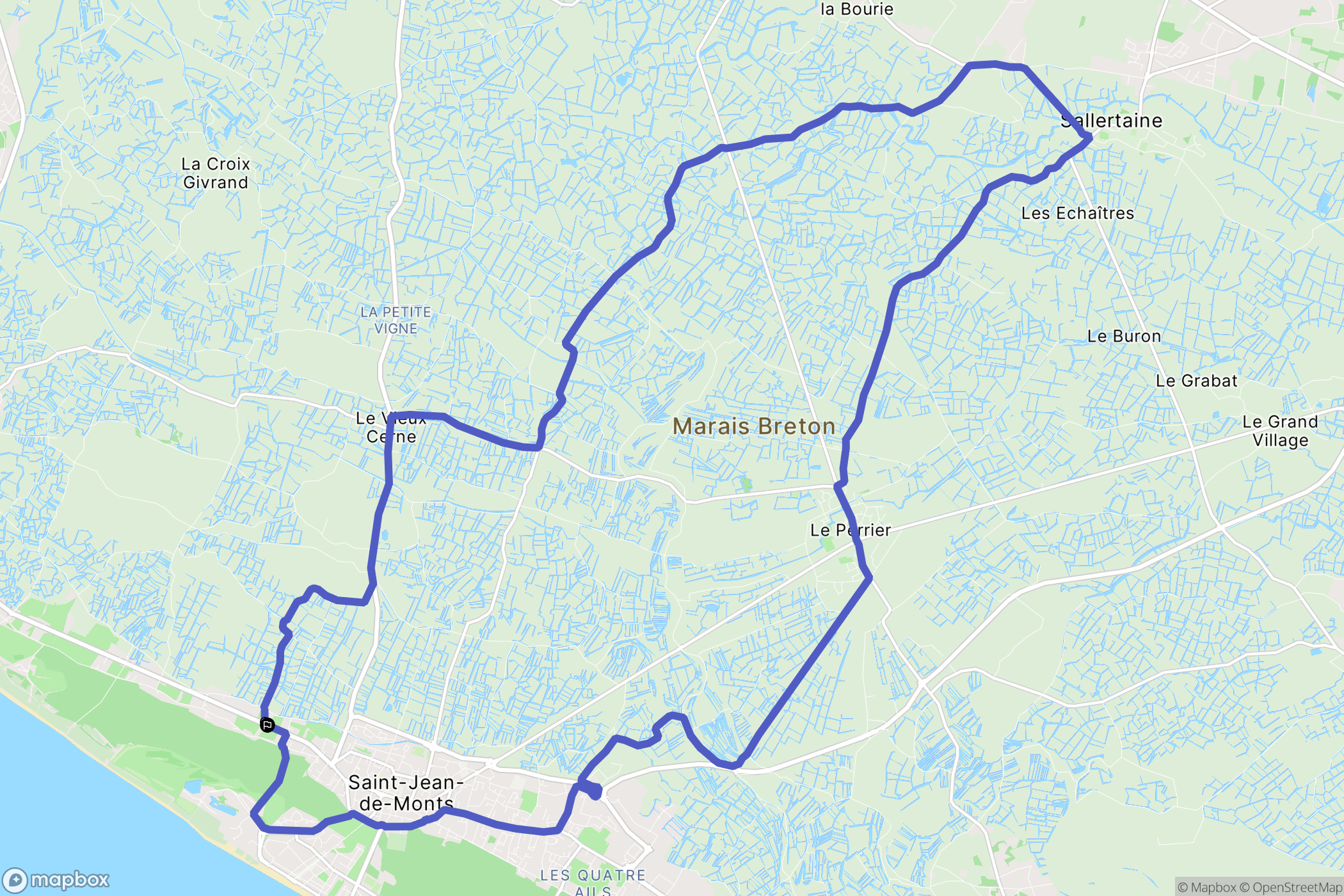 Saint-Jean-de-Monts : carte du parcours de randonnée - France