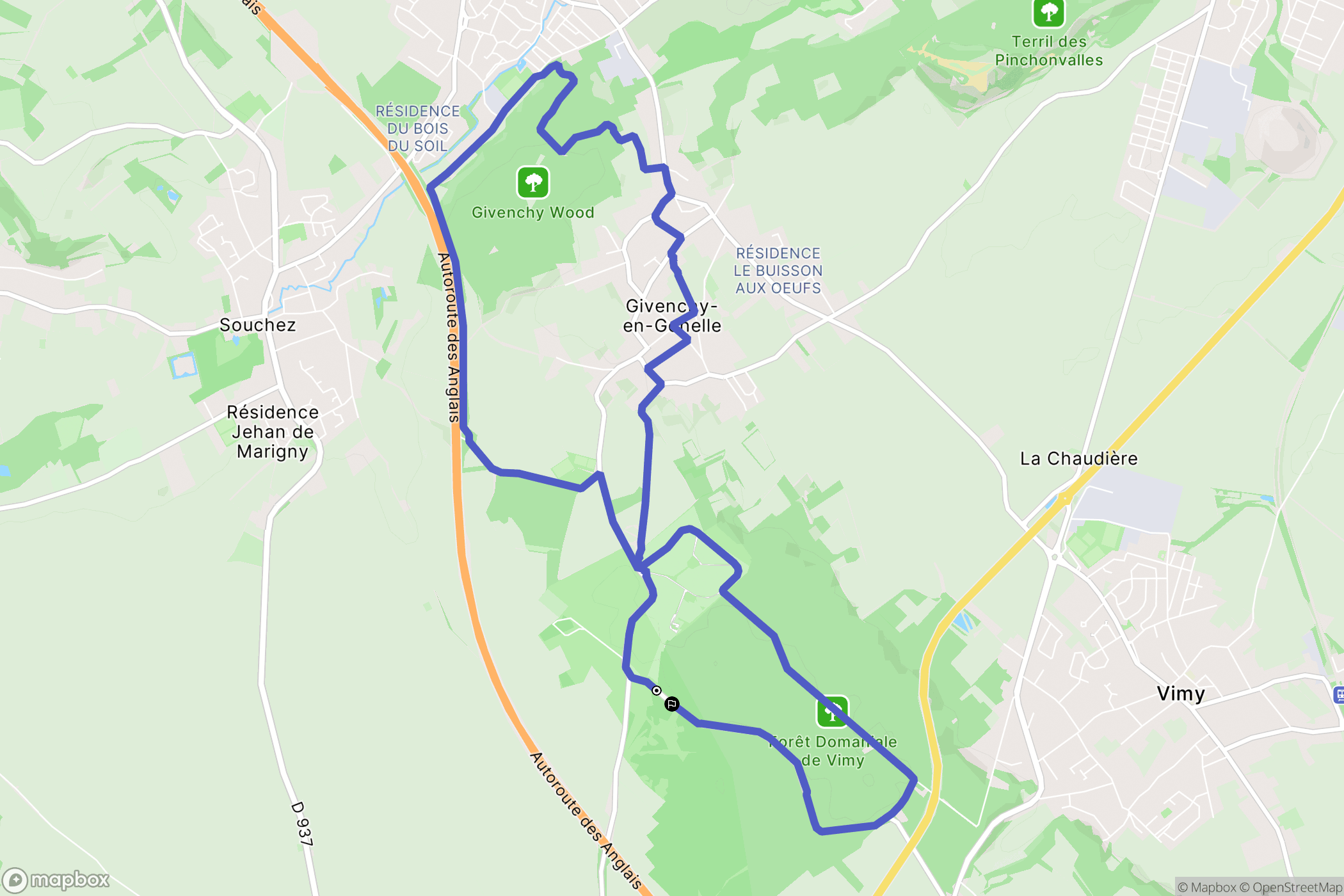 Thélus : carte du parcours de randonnée - France