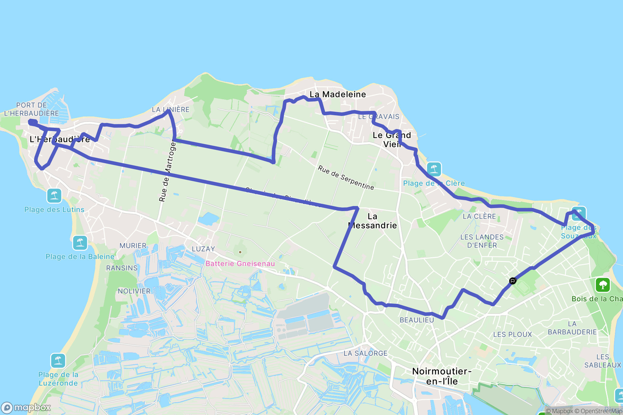 Noirmoutier-en-l'Île : carte du parcours de randonnée - France
