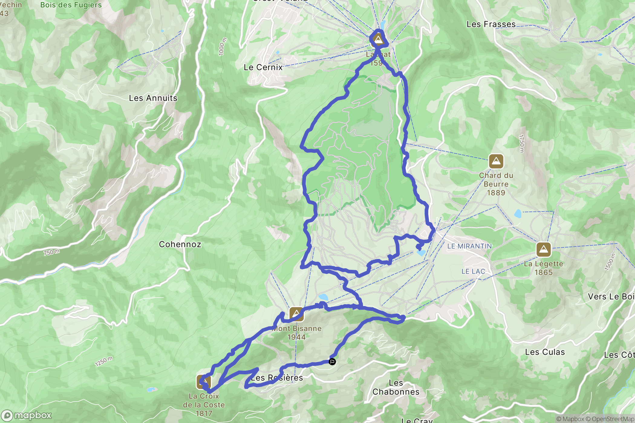 Villard-sur-Doron : carte du parcours de randonnée - France