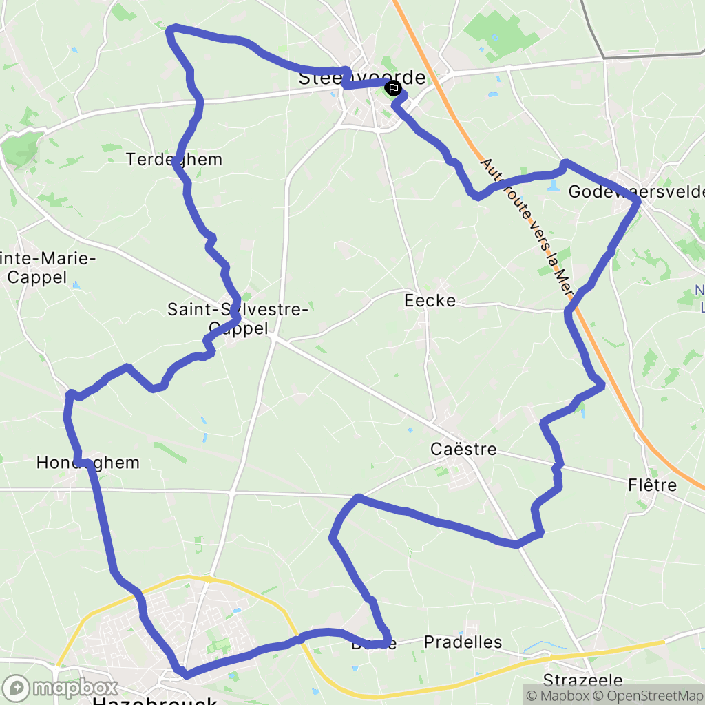 Steenvoorde : carte du parcours de randonnée - France