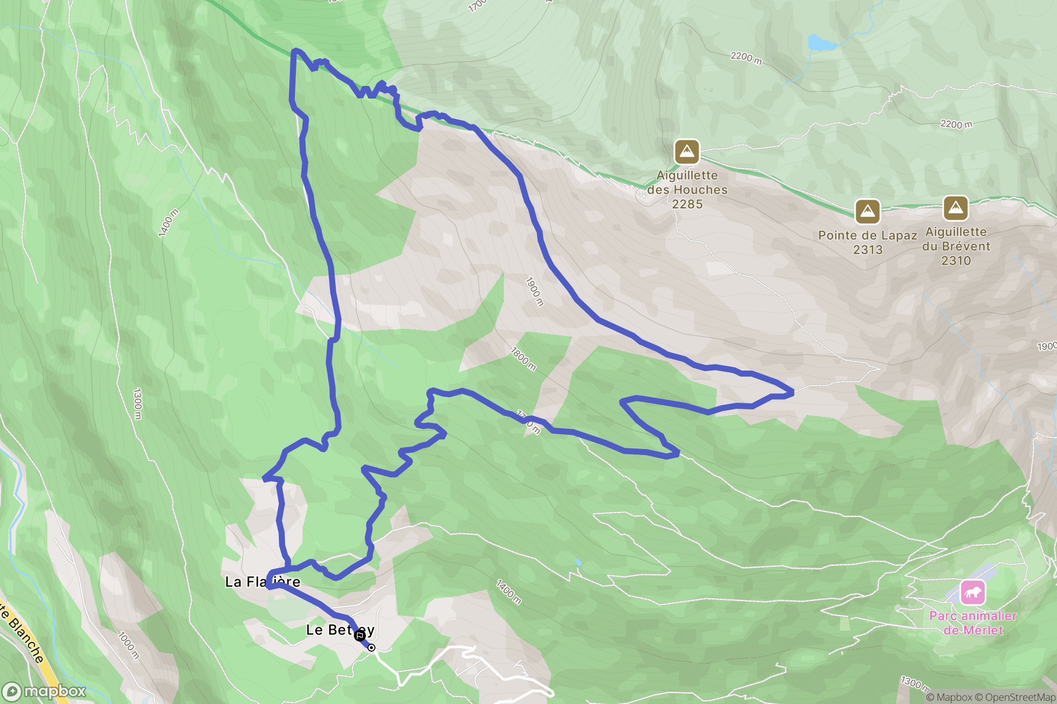 Les Houches : carte du parcours de randonnée - France