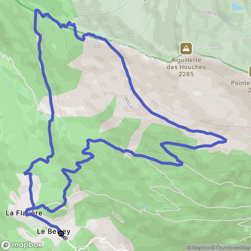 Les Houches : carte du parcours de randonnée - France