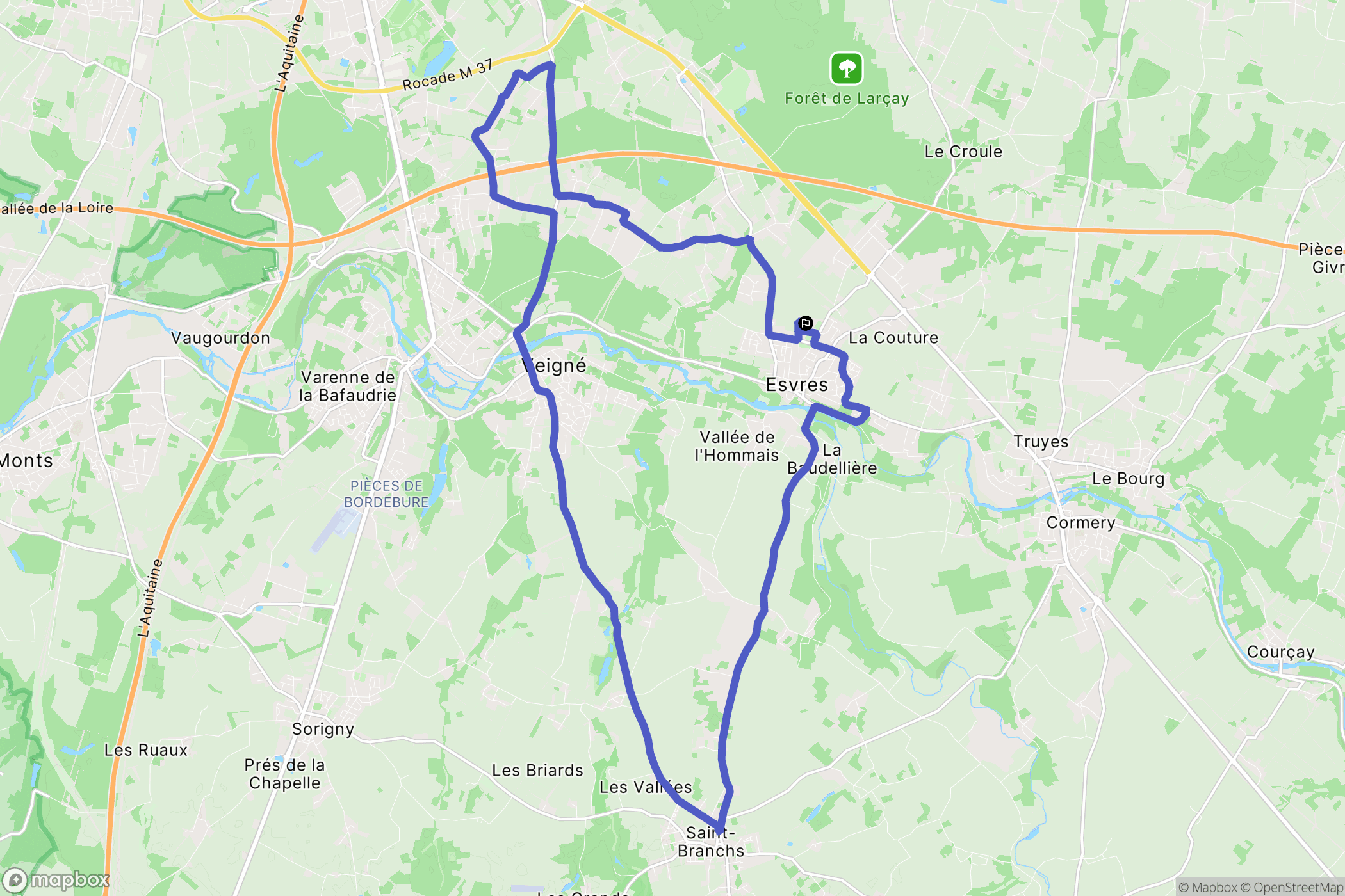Esvres-sur-Indre : carte du parcours de randonnée - France