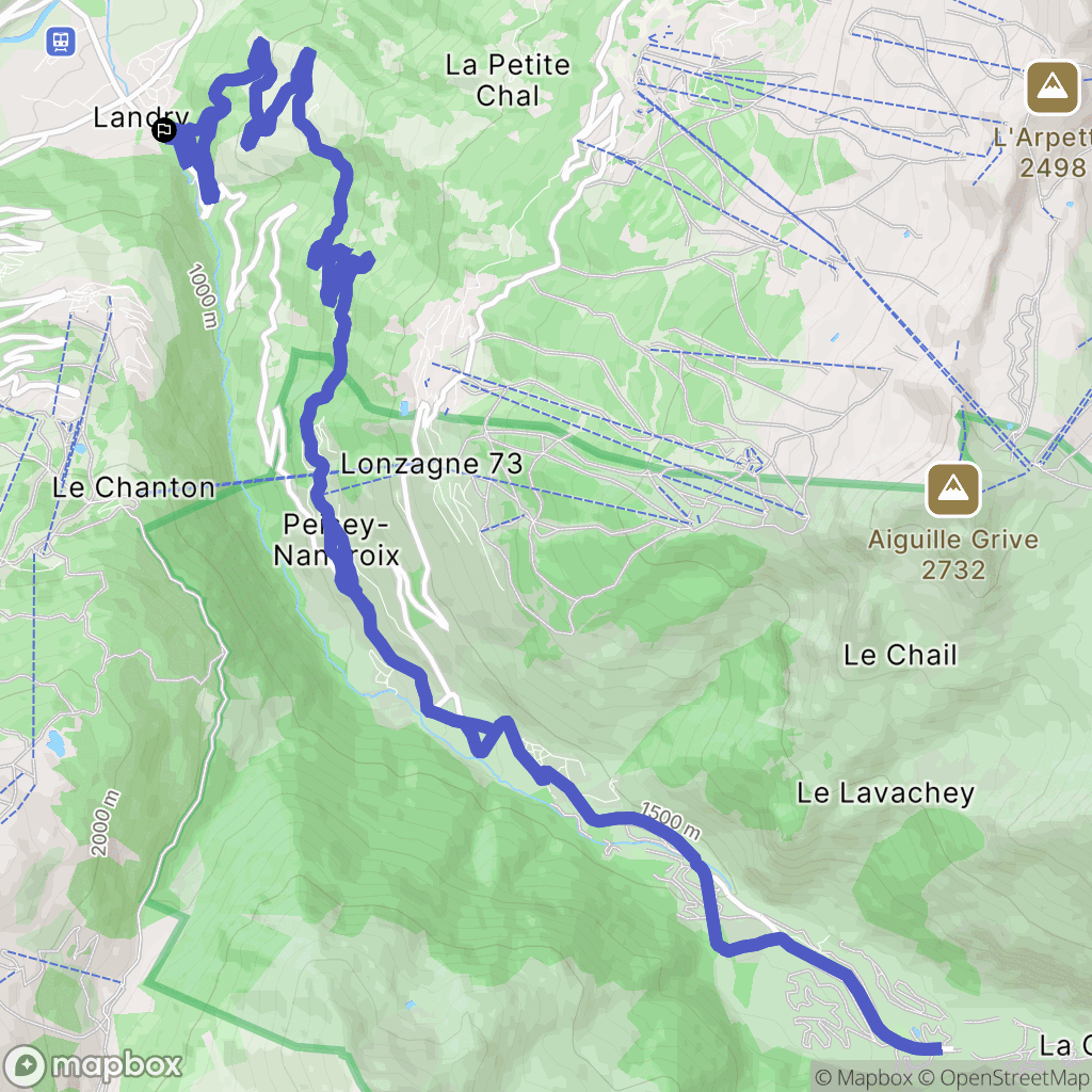 Landry : carte du parcours de randonnée - France