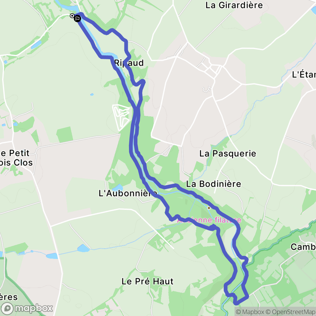 Rives-de-l'Yon : carte du parcours de randonnée - France