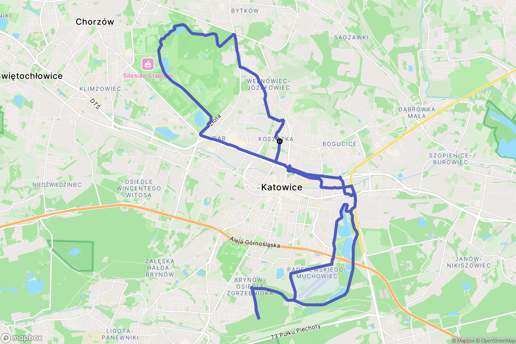 Katowice: mapa trasy - Poland