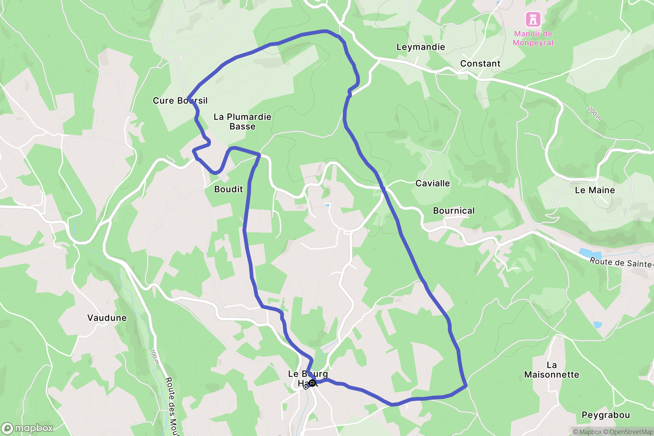 Paunat : carte du parcours de randonnée - France